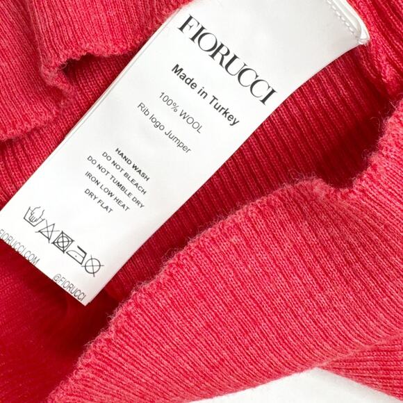 Fiorucci Wool Logo Sleeve Sweater Womens XS Red Crewneck - Picture 7 of 8